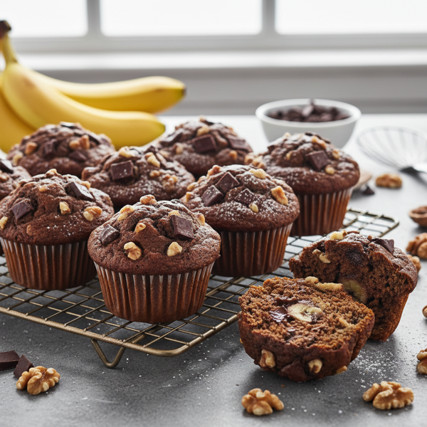 Decadent Vegan Chocolate Walnut Banana Muffins recipe