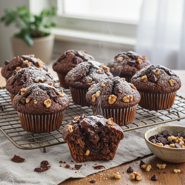 Decadent Vegan Chocolate Walnut Muffins recipe