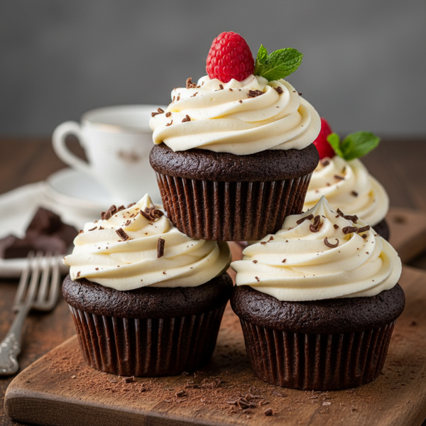 Decadent Vegan Dark Chocolate Cupcakes with Rich Vanilla Frosting recipe
