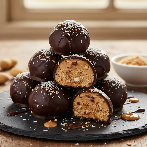 Decadent Vegan Gluten-Free Chocolate Coconut Peanut Butter Truffles recipe