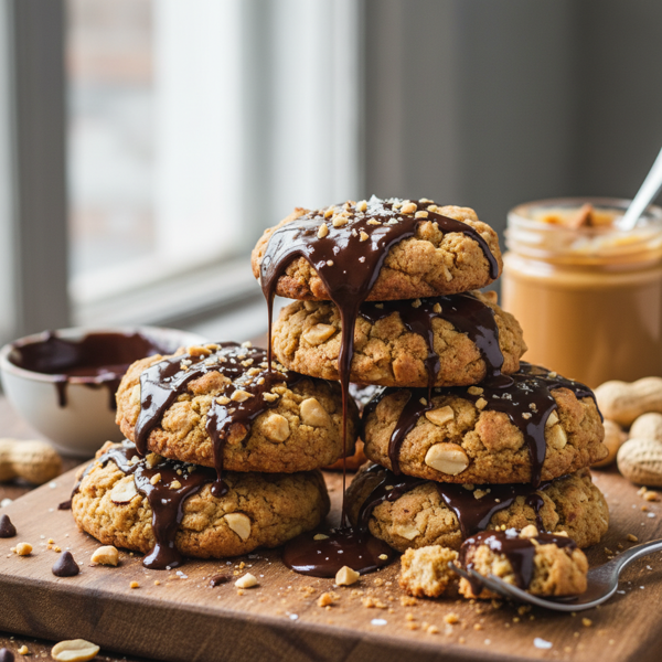 Decadent Vegan Peanut Butter Chocolate Drizzle Cookies recipe