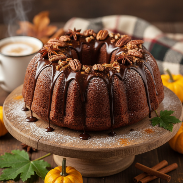Decadent Vegan Pumpkin Spice Chocolate Bundt Cake recipe