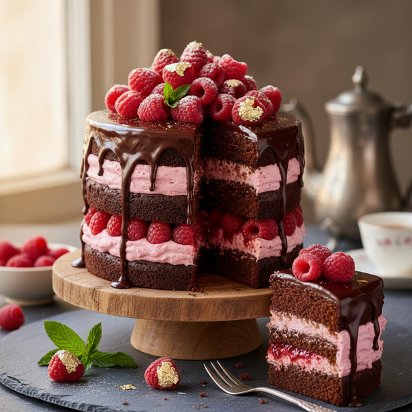 Decadent Vegan Raspberry Chocolate Layer Cake recipe