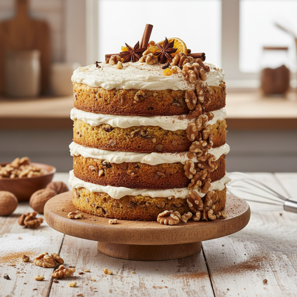 Decadent Vegan Walnut Spiced Layer Cake recipe