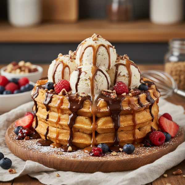 Decadent Waffle Delight with Ice Cream recipe