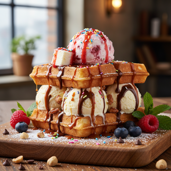 Decadent Waffle Ice Cream Sandwich Extravaganza recipe