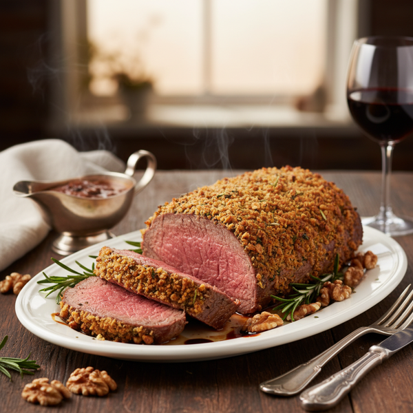 Decadent Walnut-Crusted Beef Tenderloin recipe