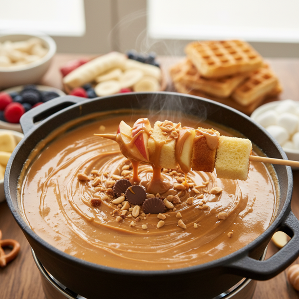 Decadent Warm Butterscotch Peanut Butter Fondue recipe
