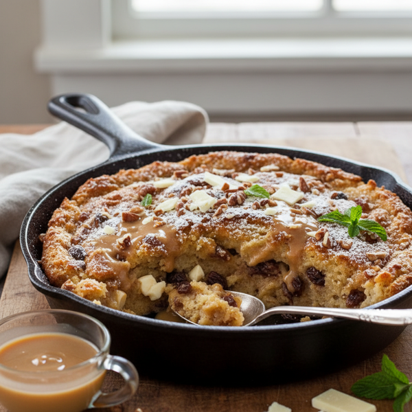 Decadent White Chocolate Bourbon Bread Pudding recipe