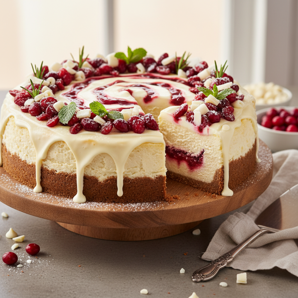 Decadent White Chocolate Cranberry Bliss Cheesecake recipe