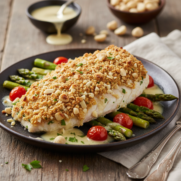 Decadent White Chocolate Macadamia Crusted Tilapia recipe