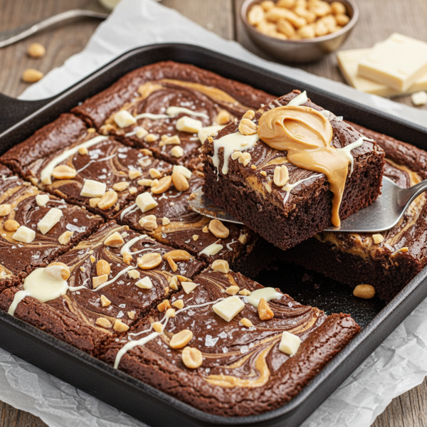 Decadent White Chocolate Peanut Butter Swirl Brownies recipe