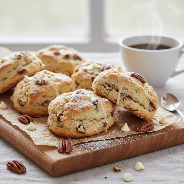 Decadent White Chocolate Pecan Scones recipe