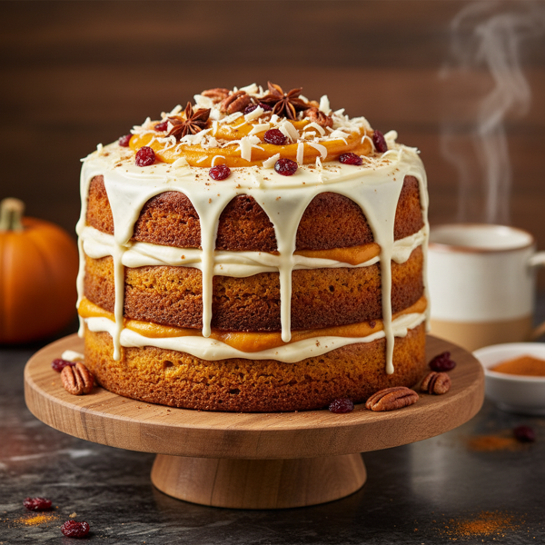 Decadent White Chocolate Pumpkin Spice Cake recipe