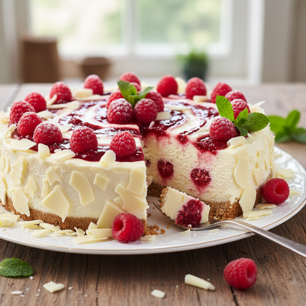 Decadent White Chocolate Raspberry Cheesecake recipe
