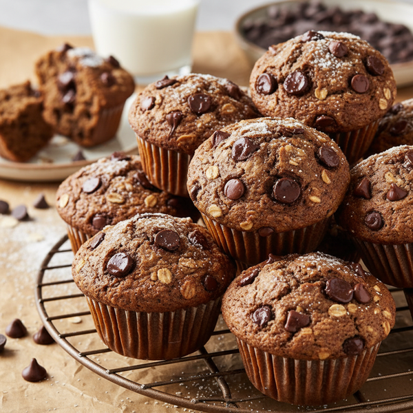 Decadent Whole Wheat Chocolate Chip Muffins recipe