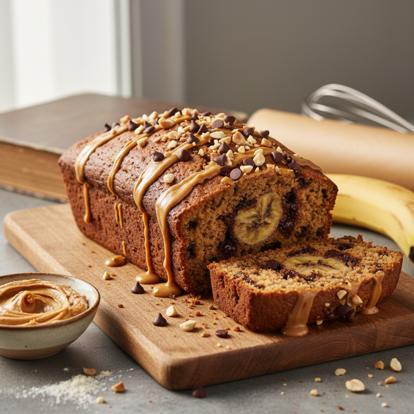 Decadent Whole Wheat Peanut Butter-Banana Chocolate Chip Loaf recipe