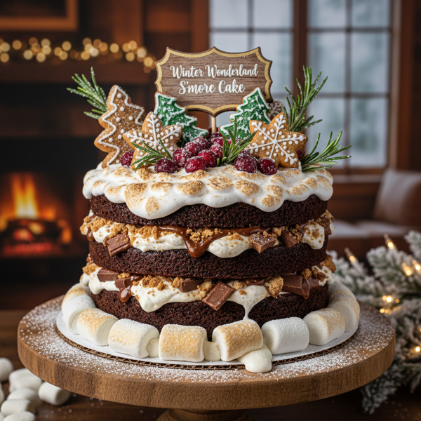 Decadent Winter Wonderland S'more Cake recipe