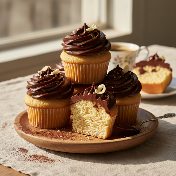 Decadent Yogurt Vanilla Cupcakes with Rich Chocolate Ganache Frosting recipe