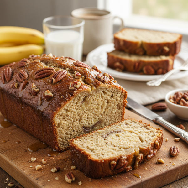 Decadently Moist Banana Pecan Bread recipe