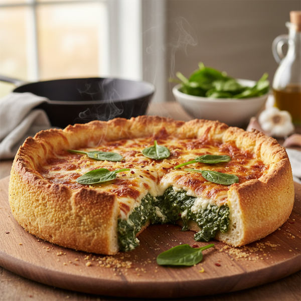 Deep Dish Spinach Delight Pizza recipe