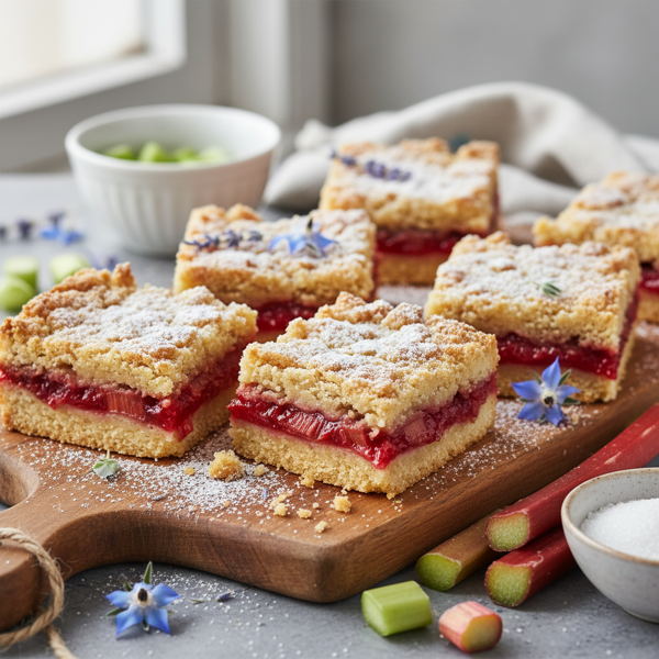 Delectable Gluten-Free Rhubarb Shortbread Bars recipe