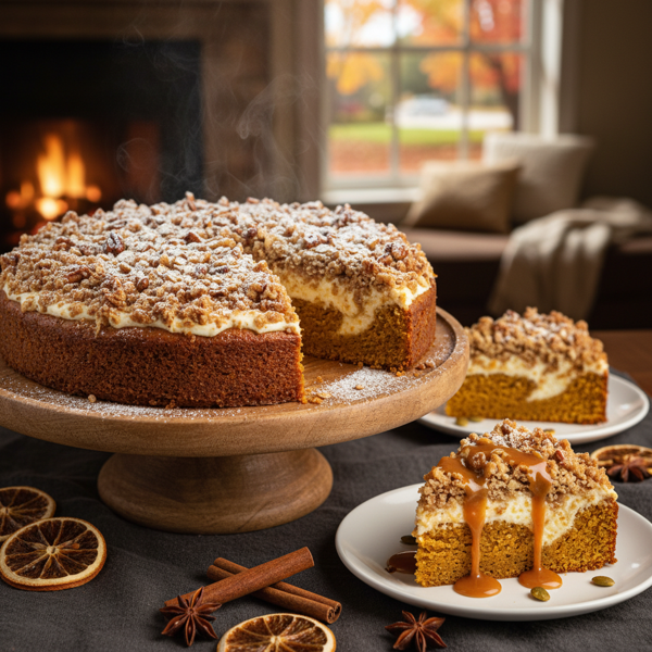 Delectable Pumpkin Spice Streusel Cake recipe