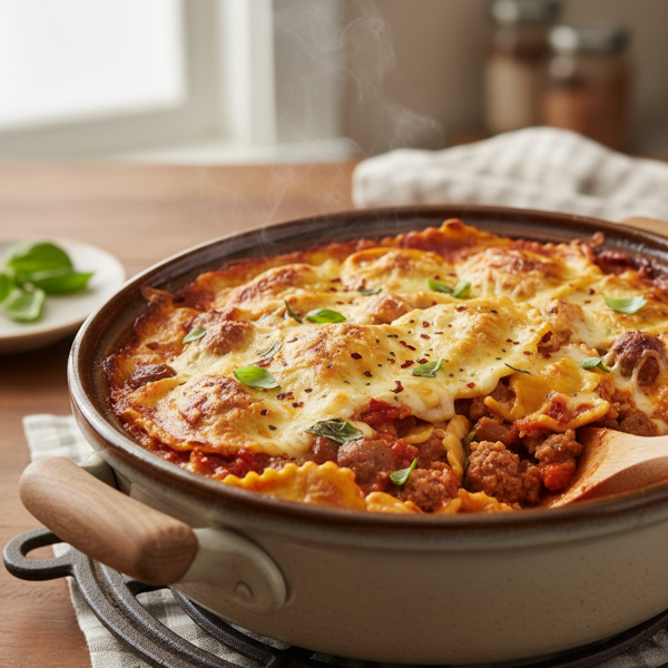Delectable Slow Cooker Ravioli Bake recipe