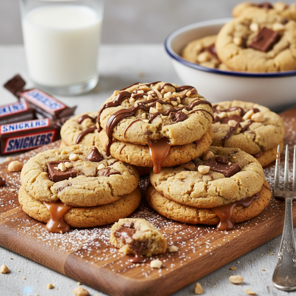 Delectable Snickers Stuffed Cookies recipe