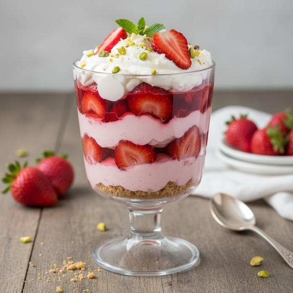 Delectable Strawberry Cheesecake Jello Trifle recipe