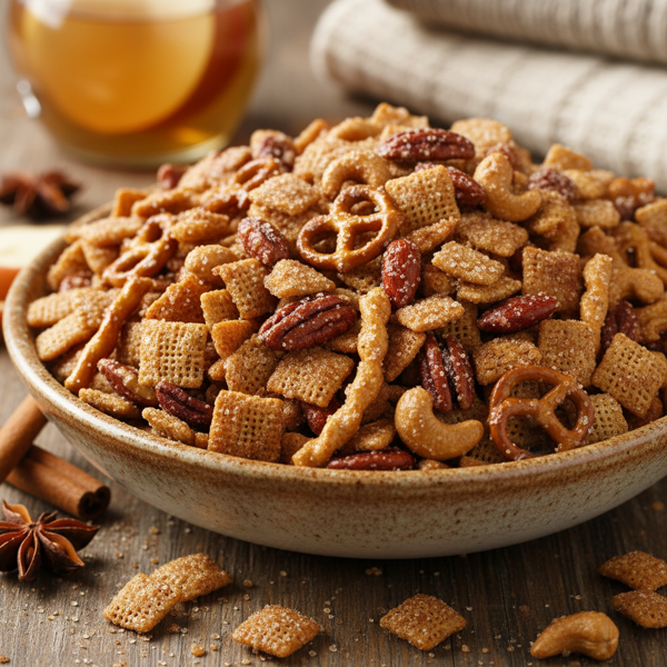 Delectably Crunchy Cinnamon Snack Mix recipe
