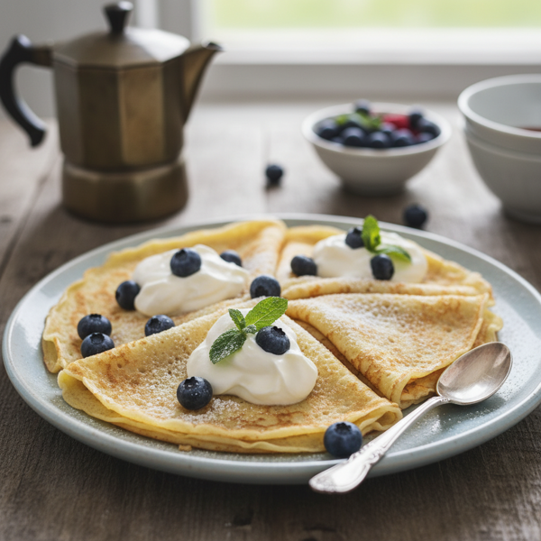 Delicate Icelandic Crepes with Sweet Whipped Cream recipe