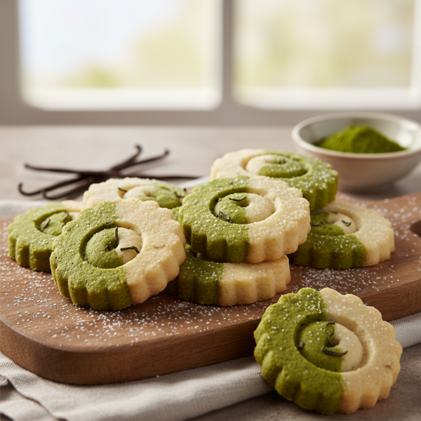 Delicate Matcha Vanilla Butter Cookies recipe