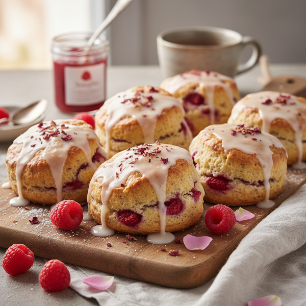 Delicate Raspberry Rose Scones with Glaze recipe