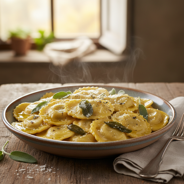 Delicate Ravioli in Sage-Infused Cream Sauce recipe
