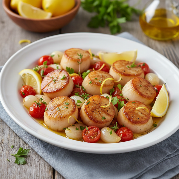 Delicate Scallops Provencal with Lemon and Herbs recipe