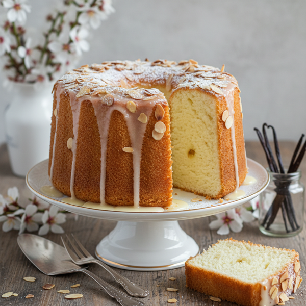 Delicate Vanilla Almond Angel Food Cake recipe
