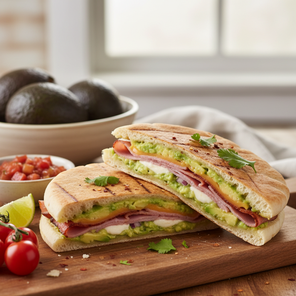 Delicious Avocado and Ham Cheese Pita Melt recipe