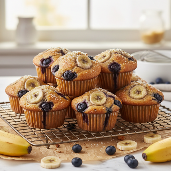 Delicious Banana Blueberry Muffins recipe