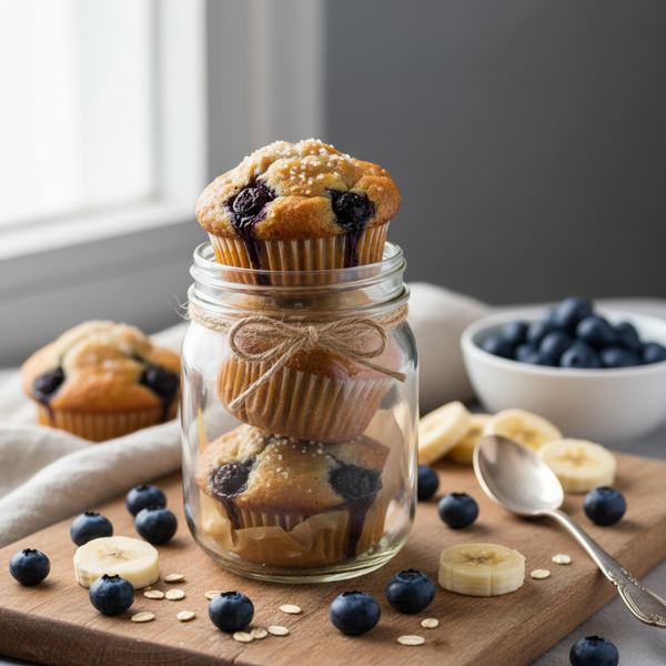 Delicious Blueberry Banana Muffins in a Jar recipe