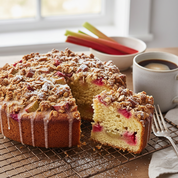 Delicious Buttermilk Rhubarb Coffee Cake recipe