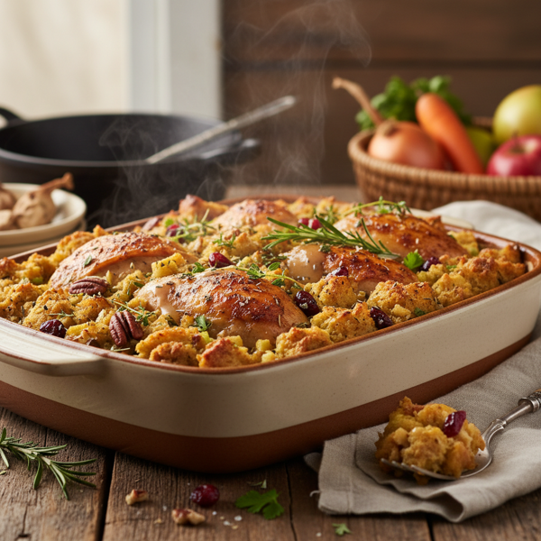 Delicious Chicken and Savory Stuffing Bake recipe