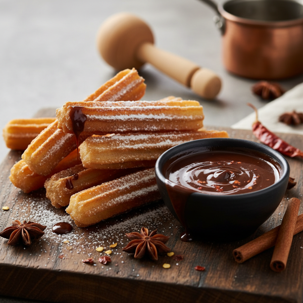 Delicious Churros with Spiced Chocolate Sauce recipe