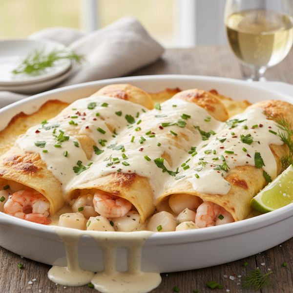 Delicious Creamy Seafood Enchiladas recipe