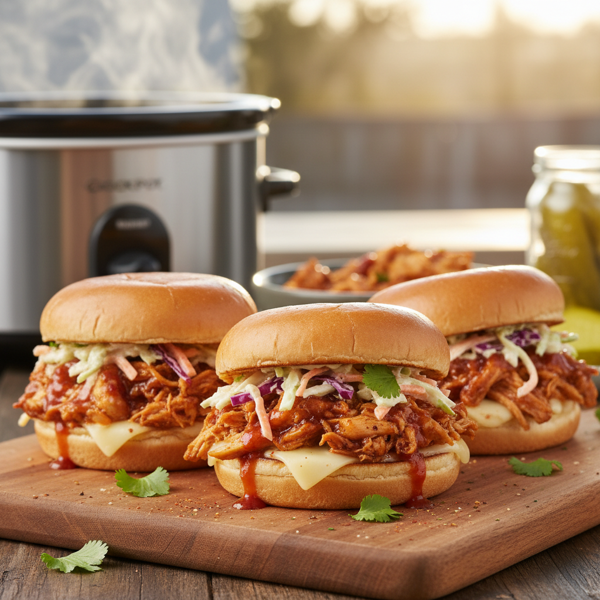 Delicious Crock-Pot Shredded Chicken Sandwiches recipe