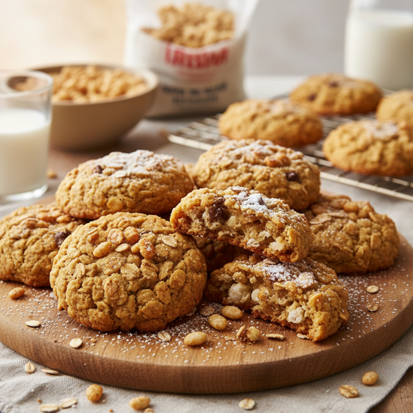 Delicious Crunchy Oatmeal Rice Krispie Cookies recipe