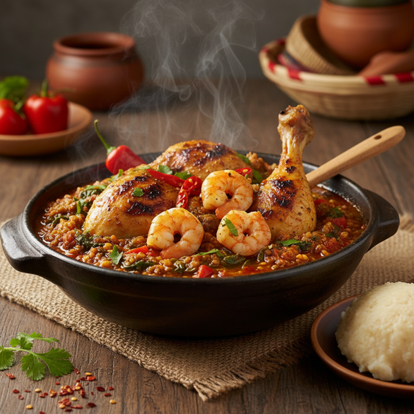 Delicious Egusi Melon Soup with Chicken and Shrimp recipe