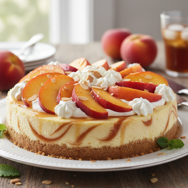 Delicious Fresh Peach Delight Cheesecake recipe
