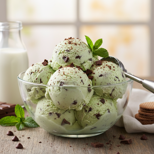 Delicious Homemade Mint Chocolate Chip Ice Cream recipe