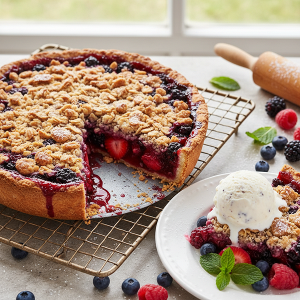 Delicious Mixed-Berry Crisp Pie recipe